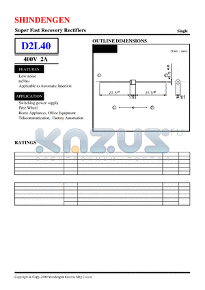D2L40 datasheet - Super Fast Recovery Rectifiers(400V 2A)