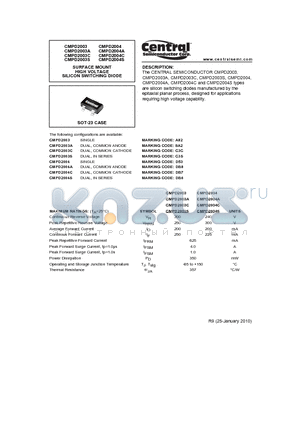 CMPD2003_10 datasheet - SURFACE MOUNT HIGH VOLTAGE SILICON SWITCHING DIODE