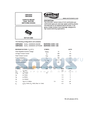 CMPD2836 datasheet - SURFACE MOUNT DUAL, SILICON SWITCHING DIODES