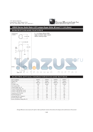 4304H5 datasheet - 4304H Series Solid State LED Lamps-Super Brite 30 mcd T-1 3/4 (5mm)