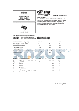 CMPD2836_10 datasheet - SURFACE MOUNT DUAL, SILICON SWITCHING DIODES