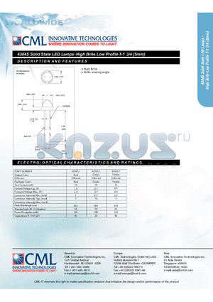 4304S datasheet - Solid State LED Lamps-HighBrite Low Profile T-1 3/4 (5mm)