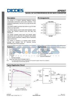 AP6507 datasheet - 500 kHz 18V 3A SYNCHRONOUS DC/DC BUCK CONVERTER