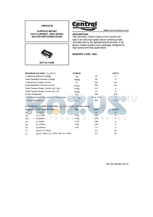 CMPD4150_10 datasheet - SURFACE MOUNT HIGH CURRENT, HIGH SPEED SILICON SWITCHING DIODE