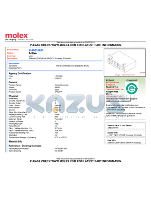 43061-0003 datasheet - 3.96mm (.156