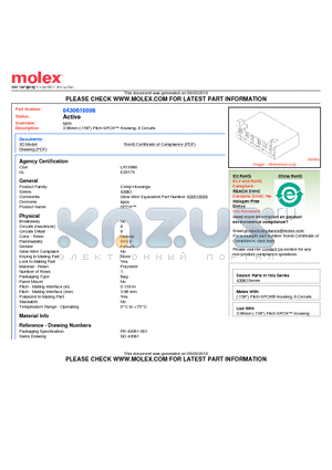 43061-0008 datasheet - 3.96mm (.156