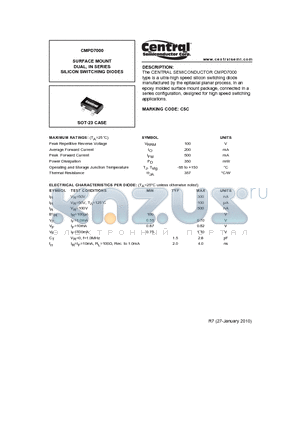 CMPD7000_10 datasheet - SURFACE MOUNT DUAL, IN SERIES SILICON SWITCHING DIODES