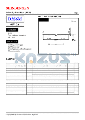 D2S6M datasheet - Schottky Rectifiers (SBD) (60V 2A)