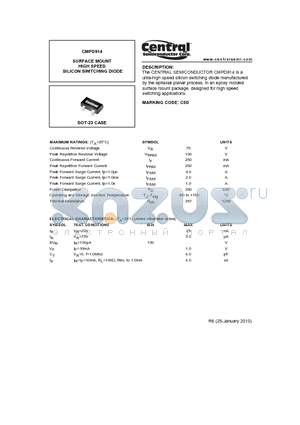 CMPD914_10 datasheet - SURFACE MOUNT HIGH SPEED SILICON SWITCHING DIODE