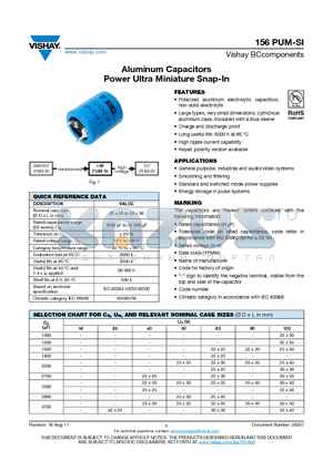 156PUM-SI_11 datasheet - Aluminum Capacitors Power Ultra Miniature Snap-In