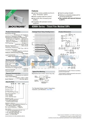 4306H-101-222D datasheet - Thick Film Molded SIPs