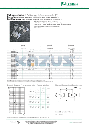 157.5700.5351 datasheet - Fuse strips for batterie-powered vehicles for rated voltage up to 80 V