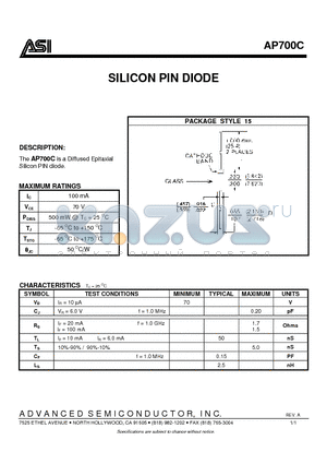 AP700C datasheet - SILICON PIN DIODE