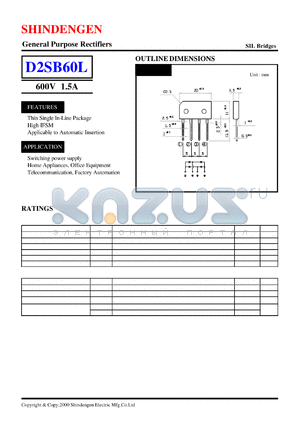 D2SB60L datasheet - General Purpose Rectifiers(600V 1.5A)