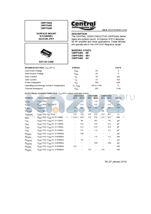 CMPF5484 datasheet - SURFACE MOUNT N-CHANNEL SILICON JFET