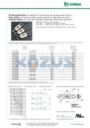 157.5701.5351 datasheet - Fuse strips with housing for batterie- powered vehicles for rated voltage up to 80 V