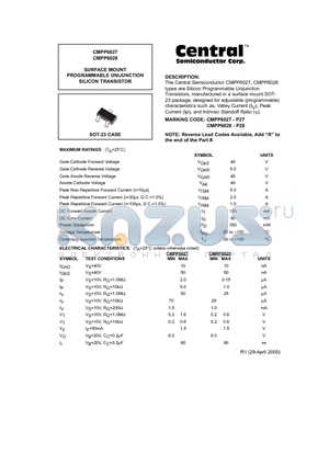 CMPP6028 datasheet - SURFACE MOUNT PROGRAMMABLE UNIJUNCTION SILICON TRANSISTOR