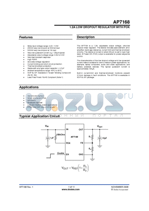 AP7168 datasheet - 1.2A LOW DROPOUT REGULATOR WITH POK