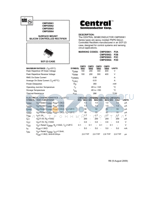 CMPS5061 datasheet - SURFACE MOUNT SILICON CONTROLLED RECTIFIER
