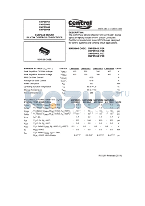 CMPS5061 datasheet - SURFACE MOUNT SILICON CONTROLLED RECTIFIER