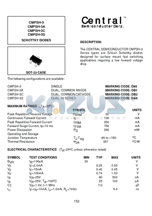 CMPSH-3A datasheet - SCHOTTKY DIODES