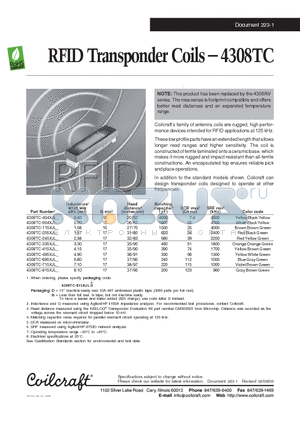 4308TC-205XJL datasheet - RFID Transponder Coils