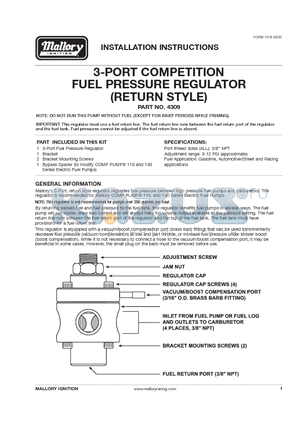 4309 datasheet - 3-PORT COMPETITION FUEL PRESSURE REGULATOR