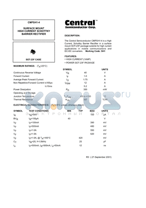 CMPSH1-4 datasheet - SURFACE MOUNT HIGH CURRENT SCHOTTKY BARRIER RECTIFIER