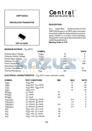 CMPT2222A datasheet - NPN SILICON TRANSISTOR