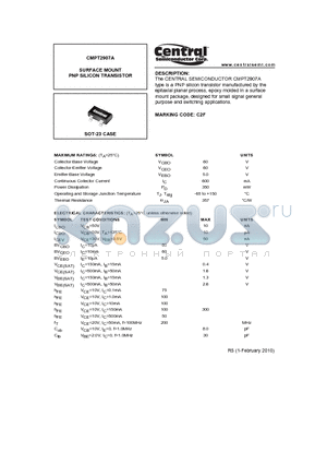 CMPT2907A_10 datasheet - SURFACE MOUNT PNP SILICON TRANSISTOR