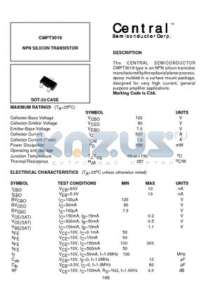 CMPT3019 datasheet - NPN SILICON TRANSISTOR