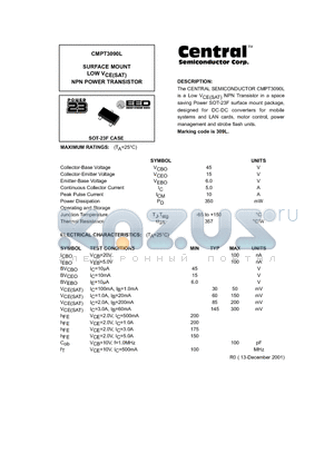 CMPT3090L datasheet - SURFACE MOUNT LOW VCE(SAT) NPN POWER TRANSISTOR