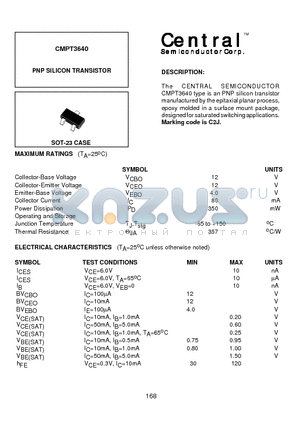 CMPT3640 datasheet - PNP SILICON TRANSISTOR