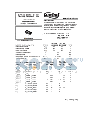 CMPT3904G datasheet - SURFACE MOUNT COMPLEMENTARY SILICON TRANSISTORS