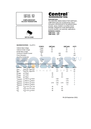 CMPT4401 datasheet - COMPLEMENTARY SILICON TRANSISTORS