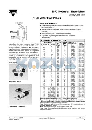 307C1292 datasheet - PTCR Motor Start Pellets