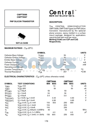 CMPT5086 datasheet - PNP SILICON TRANSISTOR