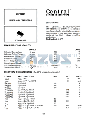 CMPT5551 datasheet - NPN SILICON TRANSISTOR