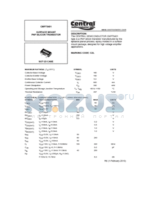 CMPT5401_10 datasheet - SURFACE MOUNT PNP SILICON TRANSISTOR