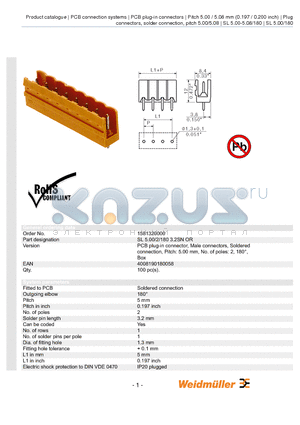 1581320000 datasheet - SL 5.00/2/180 3.2SN OR