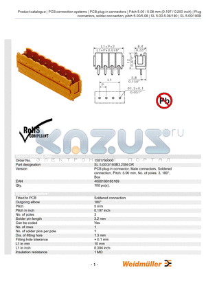 1581790000 datasheet - SL 5.00/3/180B3.2SN OR