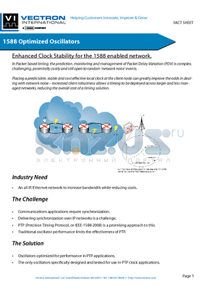 1588 datasheet - Enhanced Clock Stability for the 1588 enabled network.