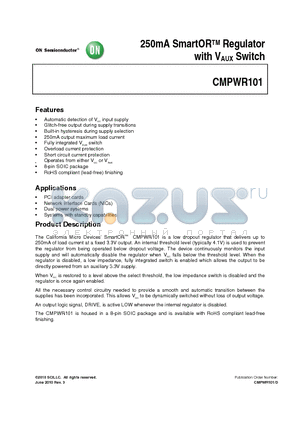 CMPWR101 datasheet - 250mA SmartORTM Regulator with VAUX Switch