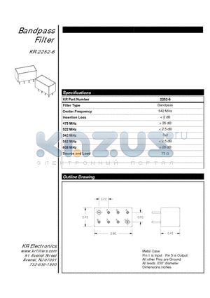 2252-6 datasheet - Bandpass Filter