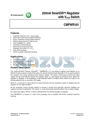 CMPWR101R datasheet - 250mA SmartORTM Regulator with VAUX Switch