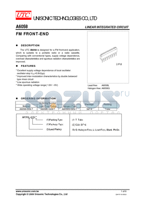 A6058-G09-T datasheet - FM FRONT-END