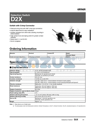 D2X datasheet - Detection Switch