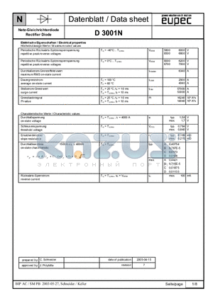 D3001N datasheet - Rectifier Diode