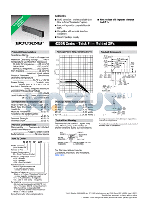 4310R-101-105 datasheet - 4300R Series - Thick Film Molded SIPs