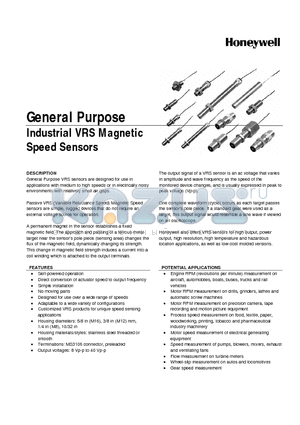 3080 datasheet - Industrial VRS Magnetic Speed Sensors